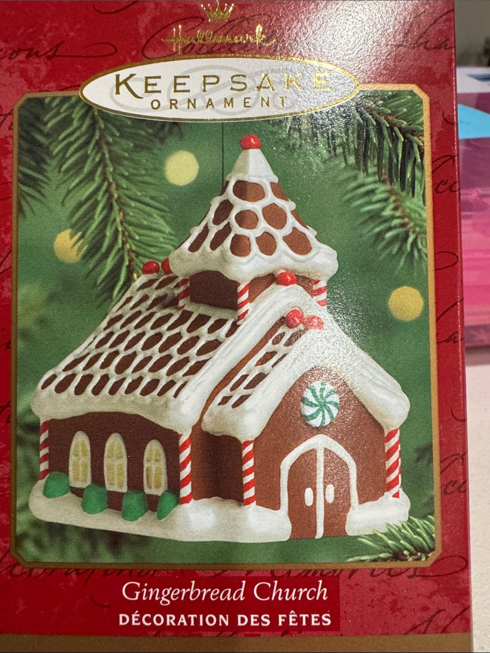 Hallmark Gingerbread Church Ornament - Brown, White, Red, Green